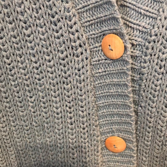 Vintage oversized cardigan sweater Unisex Large L chunky grandma Mr. Rogers blue - Picture 4 of 9